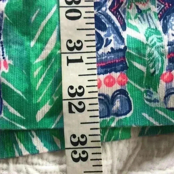 Lilly Pulitzer Blue Green and Hot Pink Sleeveless V-Neck dress w/ Elephants Sz 2 - Picture 7 of 8